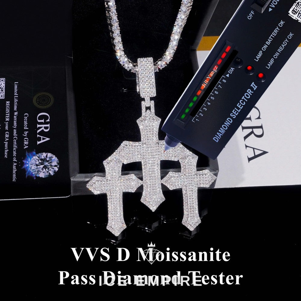 Iced Out Baguette 925 Silver Moissanite Pendant