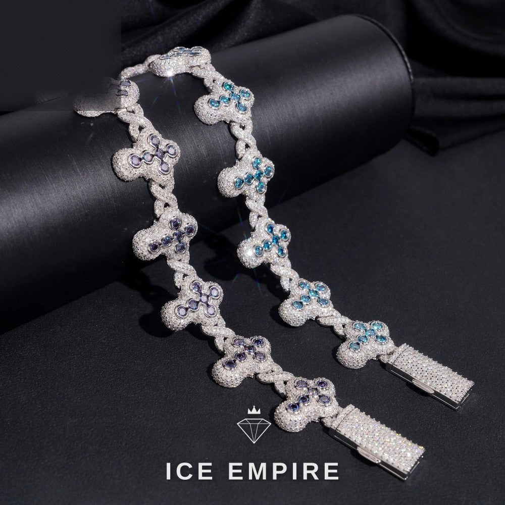 Iced Out Cross 925 Silver Moissanite Bracelet