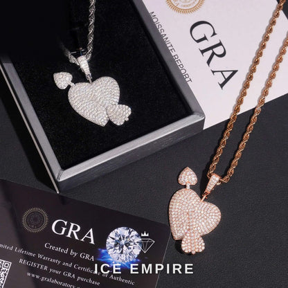 Iced Out Heart Rose Gold Plated Moissanite Pendant