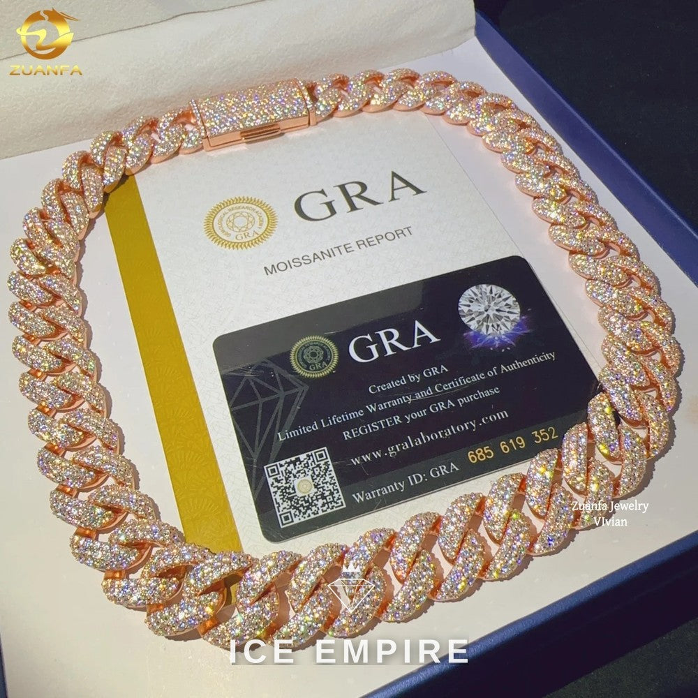 Iced Out Rose Gold Plated Moissanite Cuban Chain