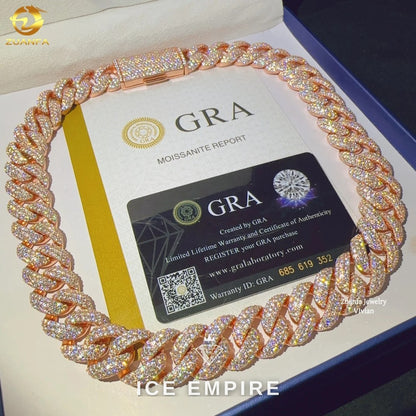 Iced Out Rose Gold Plated Moissanite Cuban Chain