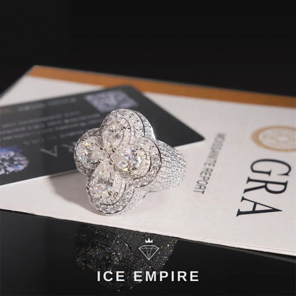 Iced Out Cross 925 Silver Moissanite Ring