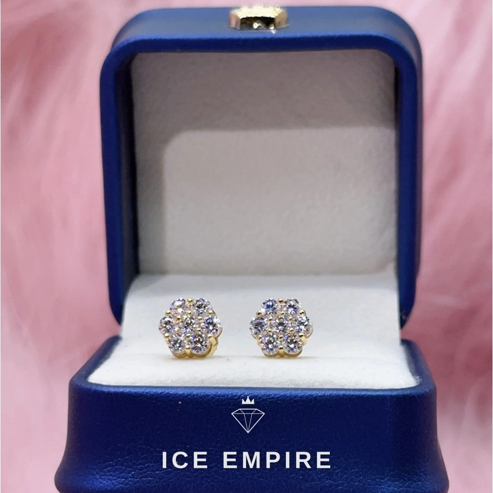 Iced Out Cluster 925 Silver Moissanite Stud Earrings