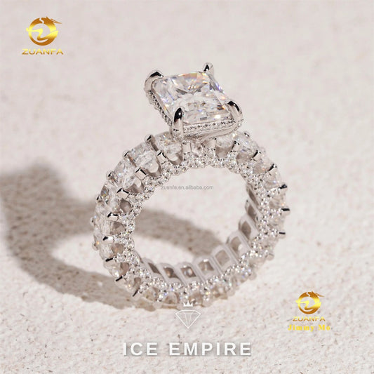 Iced Out 925 Silver Moissanite Ring