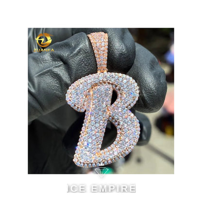 Iced Out Rose Gold Plated Moissanite Pendant