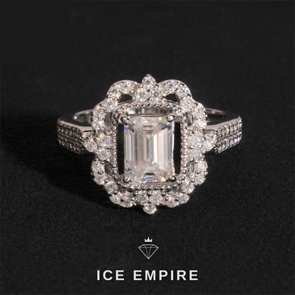 Iced Out Cluster Gold Plated Moissanite Wedding Band