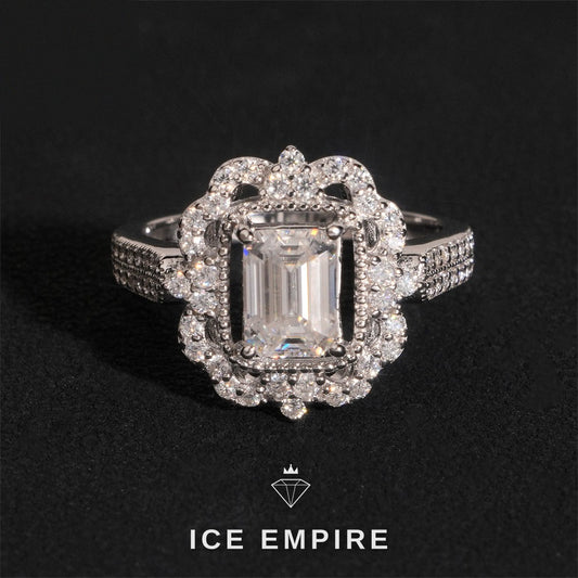 Iced Out Cluster Gold Plated Moissanite Wedding Band