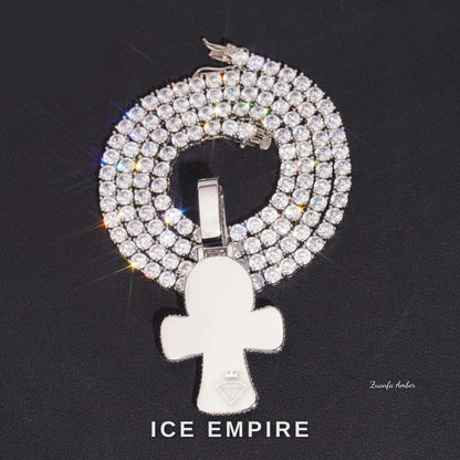 Iced Out Cross 925 Silver Lab Grown Diamond Pendant