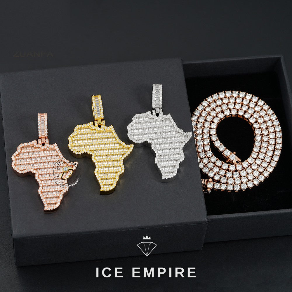 Iced Out Baguette 925 Silver Pendant