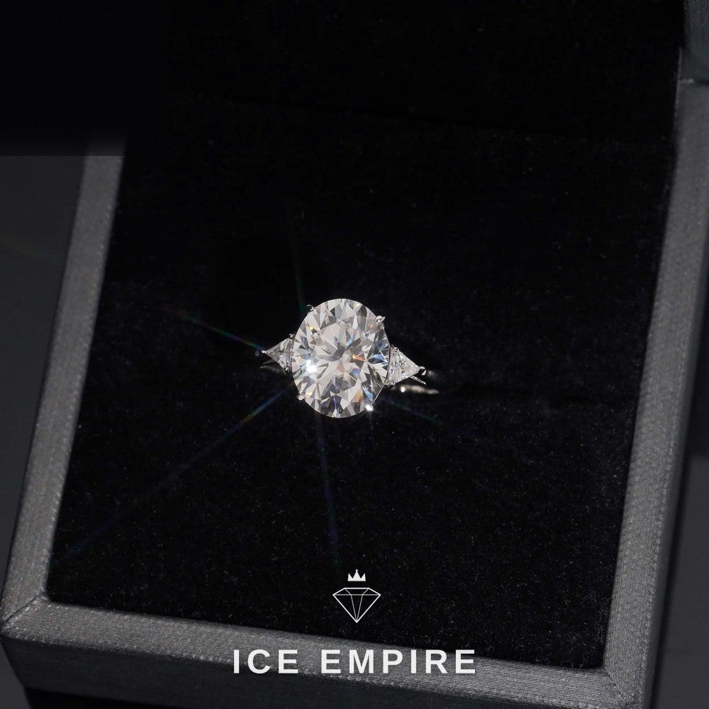 Iced Out 925 Silver Moissanite Engagement Ring
