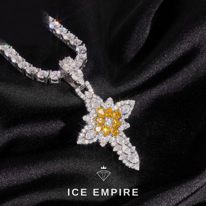 Iced Out Cross Gold Plated Moissanite Pendant