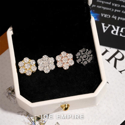 Iced Out Cluster Rose Gold Plated Moissanite Stud Earrings