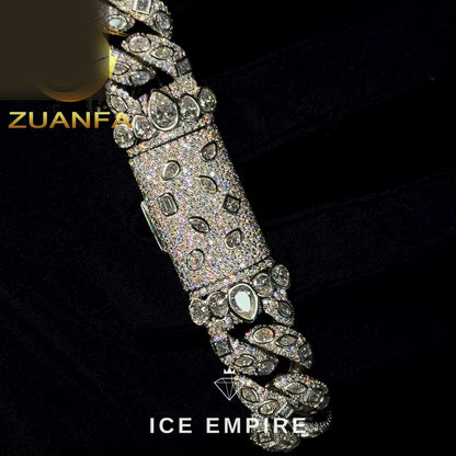 Iced Out 925 Silver Moissanite Cuban Chain