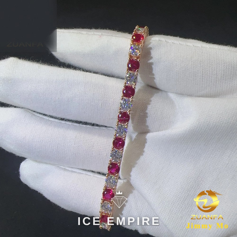Iced Out Cluster Rose Gold Moissanite Tennis Chain