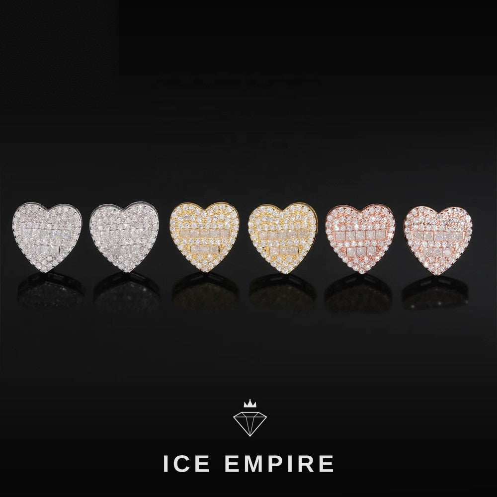 Iced Out Heart 925 Silver Moissanite Earrings