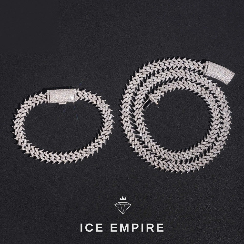 Iced Out 925 Silver Moissanite Cuban Chain
