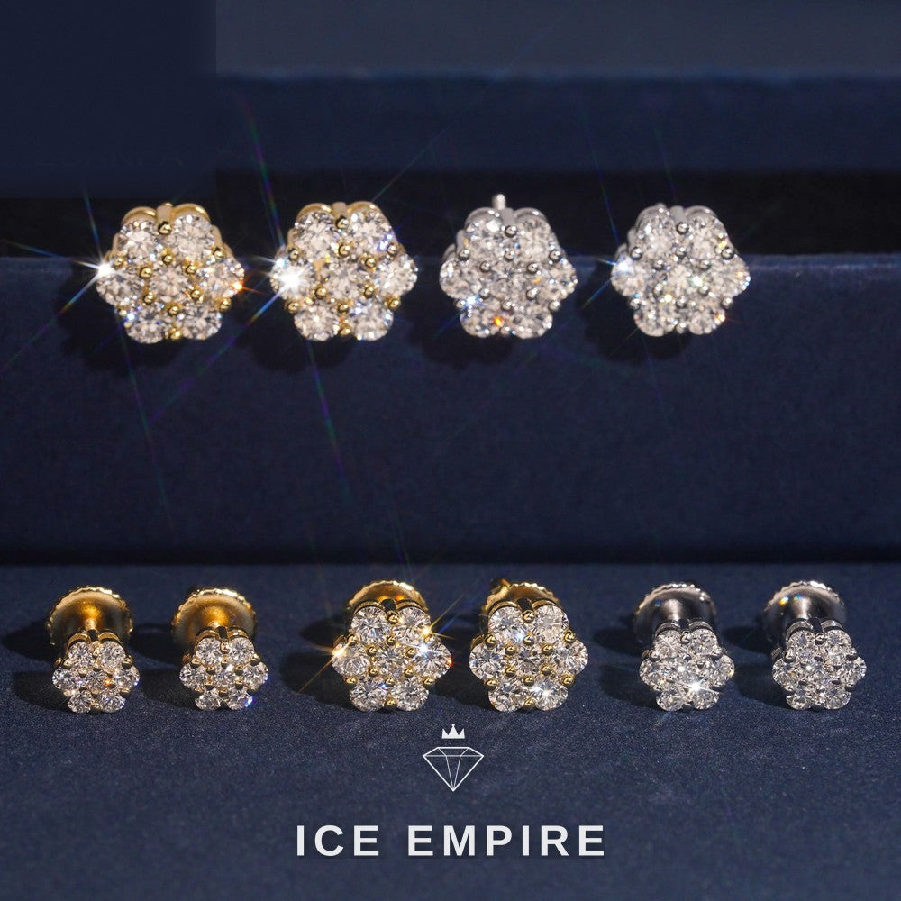 Iced Out Cluster Rose Gold Plated Lab Grown Diamond Earrings