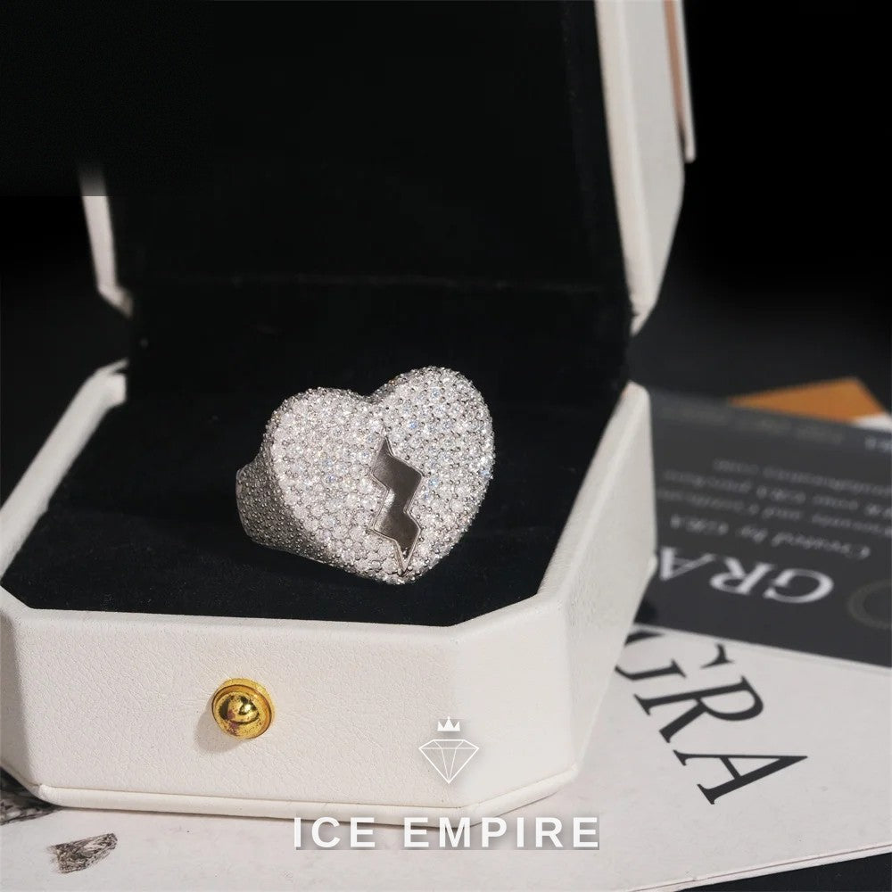 Iced Out Heart Rose Gold Plated Moissanite Ring