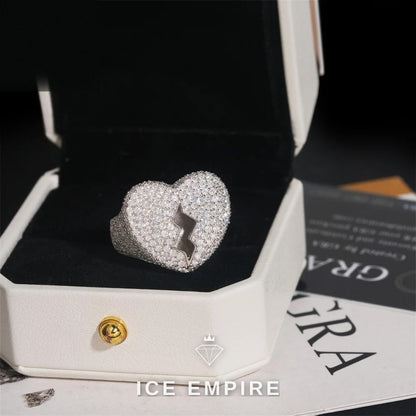 Iced Out Heart Rose Gold Plated Moissanite Ring