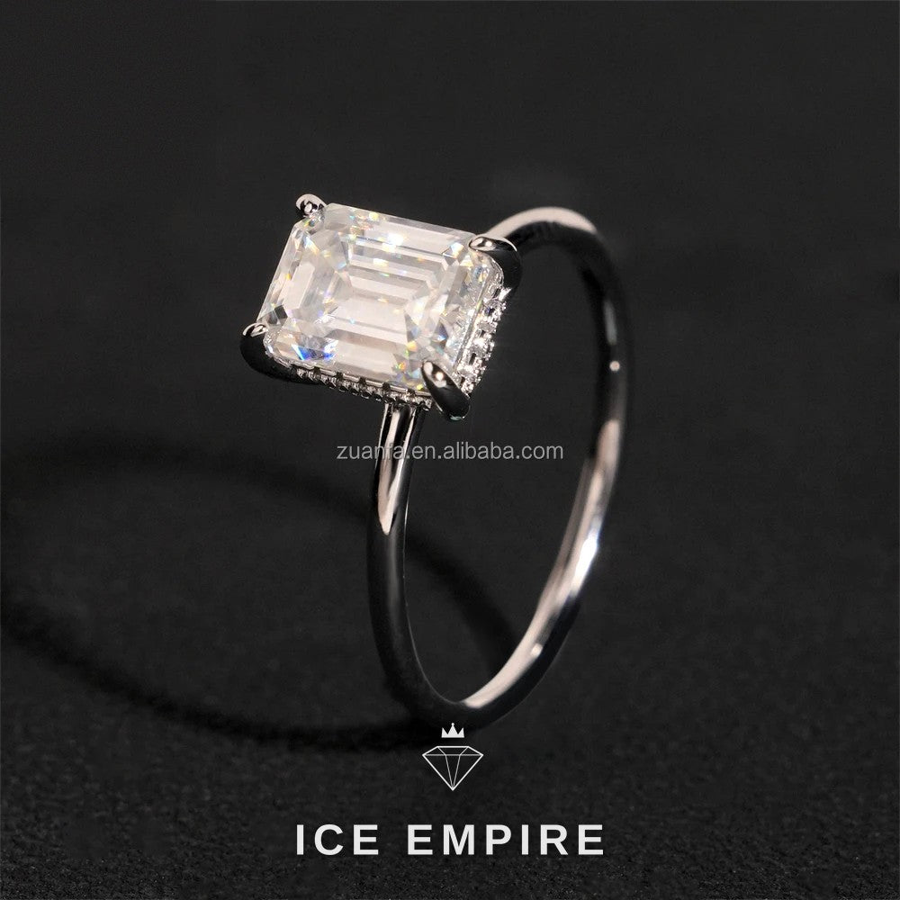 Iced Out 925 Silver Moissanite Engagement Ring
