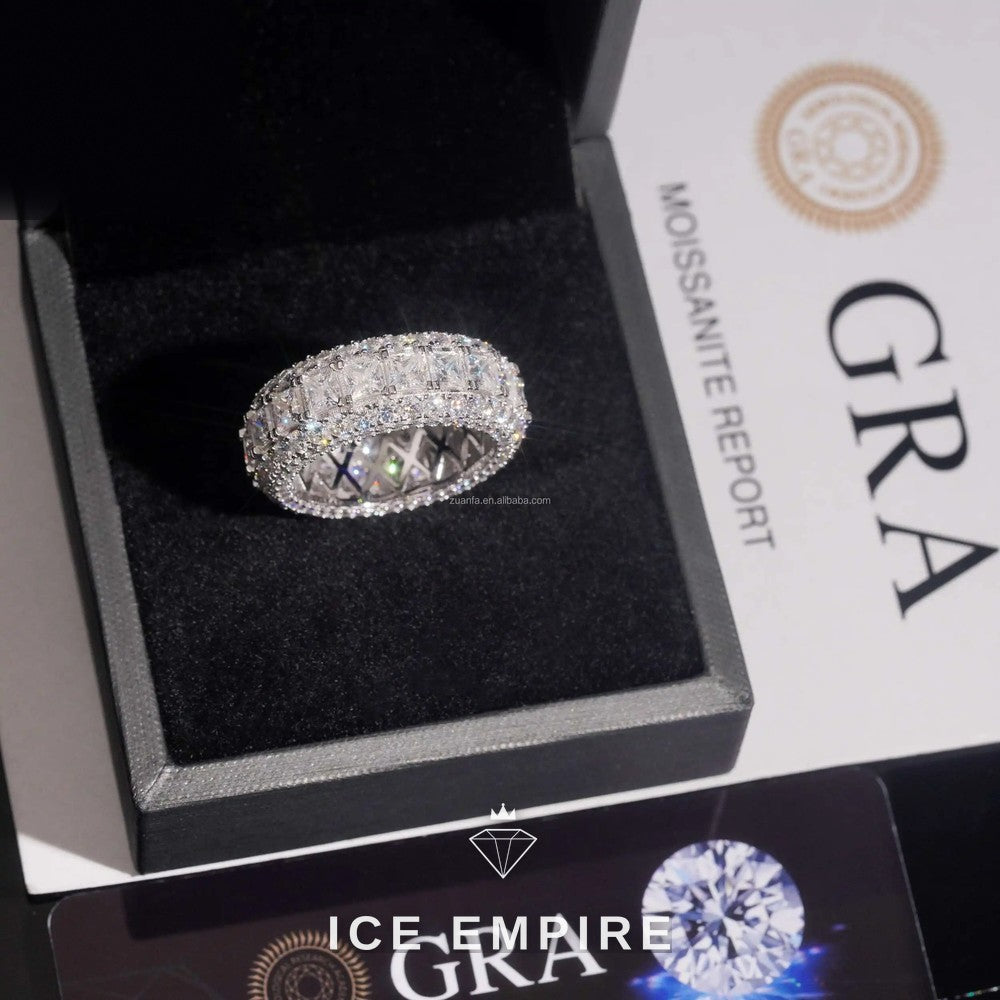 Iced Out 925 Silver Moissanite Engagement Ring