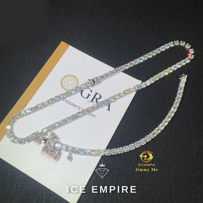 Iced Out Cluster 925 Silver Moissanite Cuban Chain