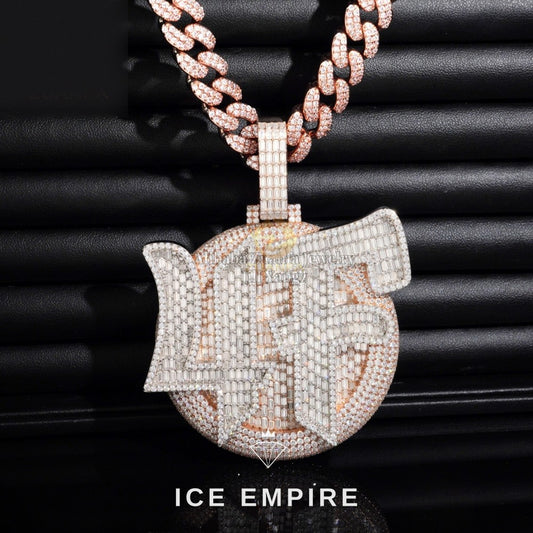 Iced Out Baguette 925 Silver Pendant