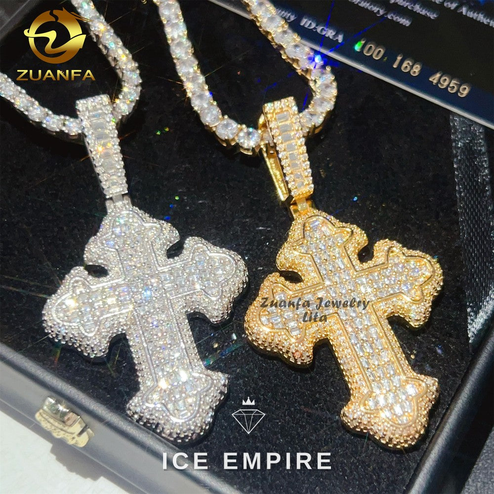 Iced Out Baguette 925 Silver Pendant