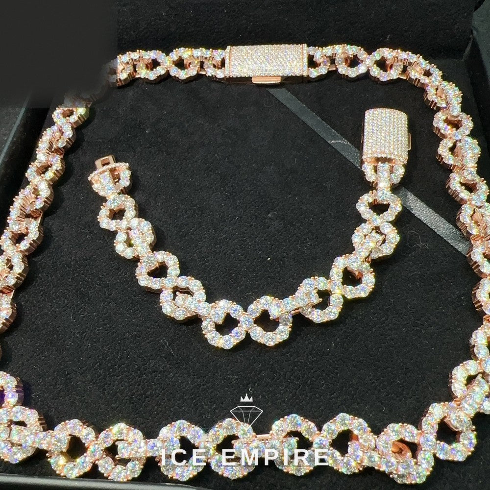 Iced Out Rose Gold Plated Moissanite Cuban Chain