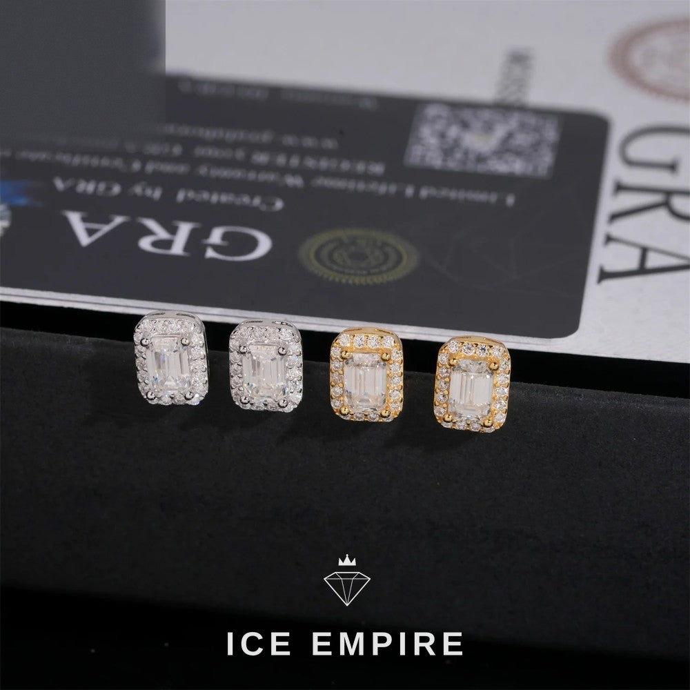 Iced Out Rose Gold Plated Moissanite Stud Earrings