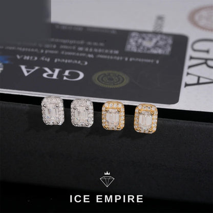Iced Out Rose Gold Plated Moissanite Stud Earrings