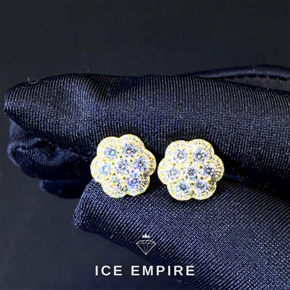 Iced Out Cluster Rose Gold Plated Moissanite Stud Earrings