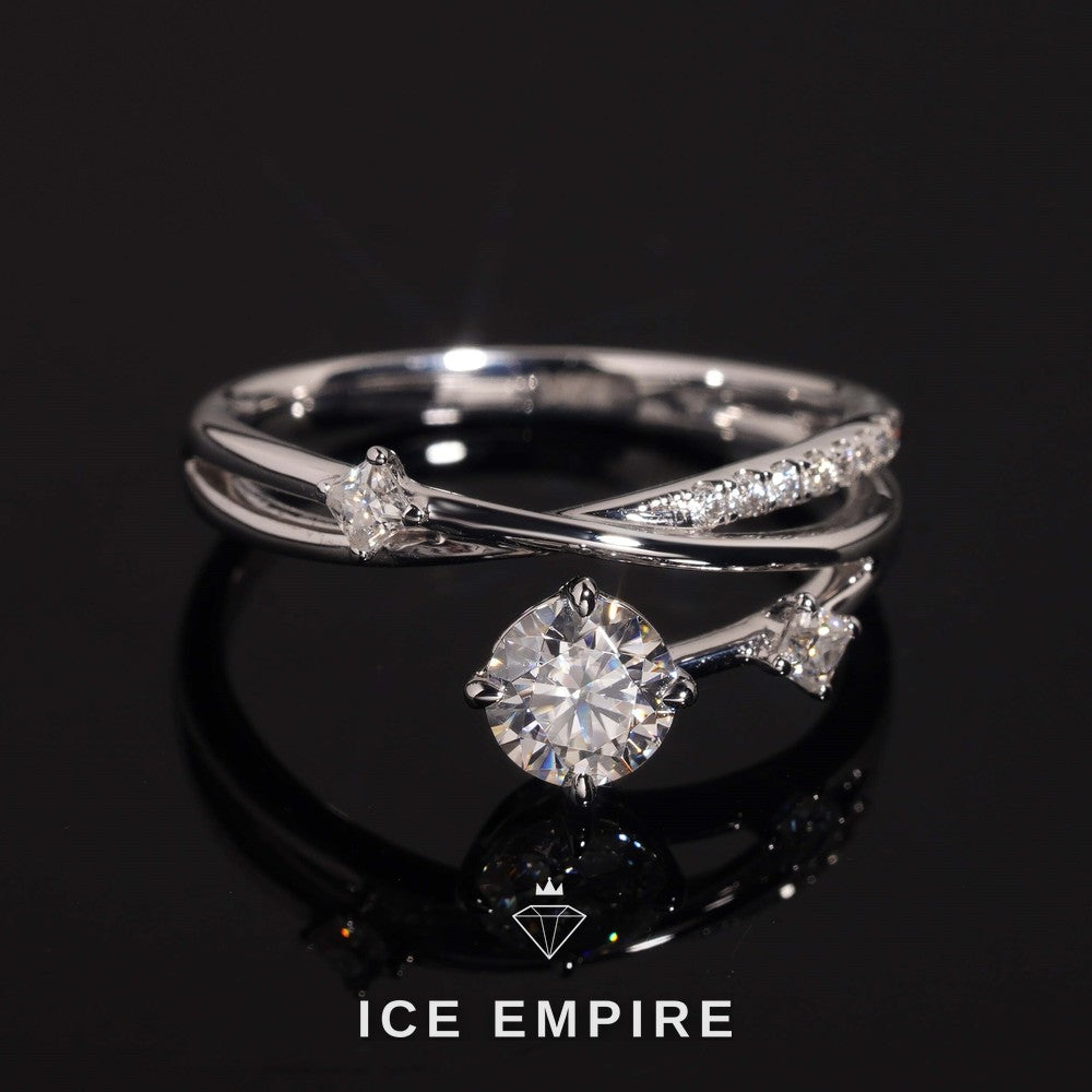 Iced Out Cluster 14K Gold Moissanite Engagement Ring