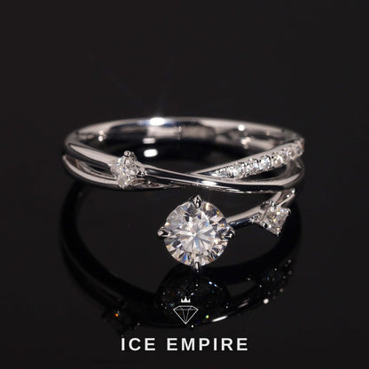 Iced Out Cluster 14K Gold Moissanite Engagement Ring
