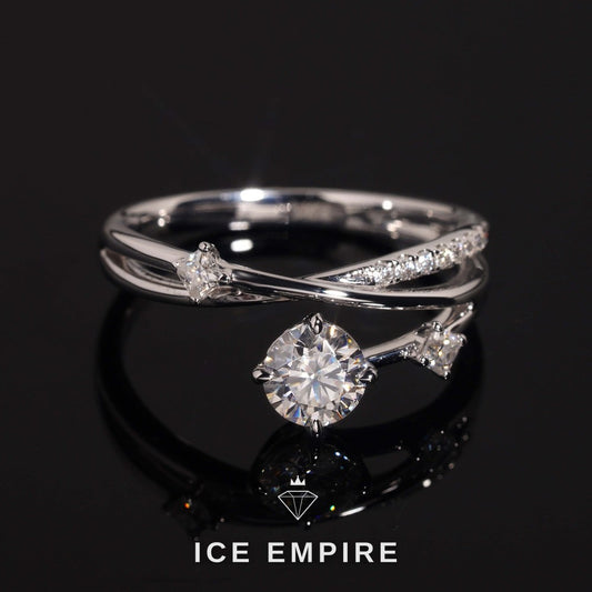 Iced Out Cluster 14K Gold Moissanite Engagement Ring