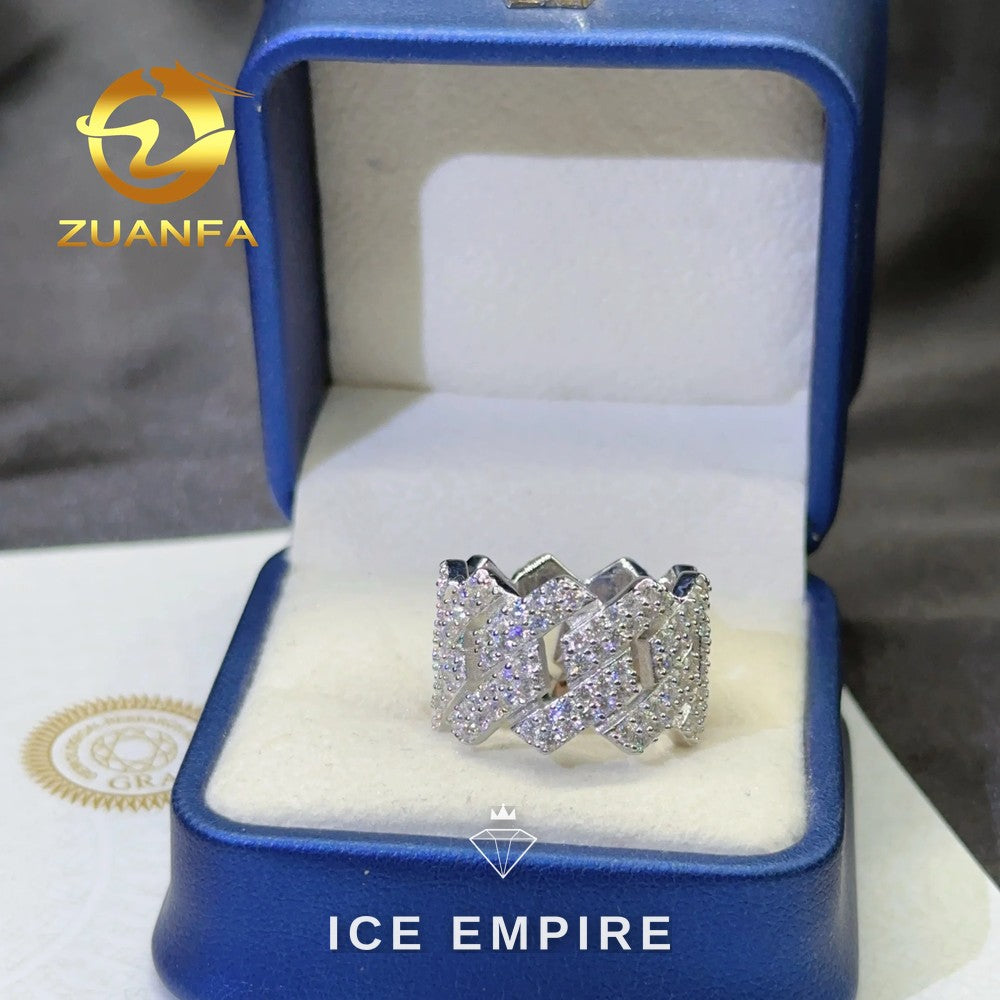 Iced Out 925 Silver Moissanite Ring