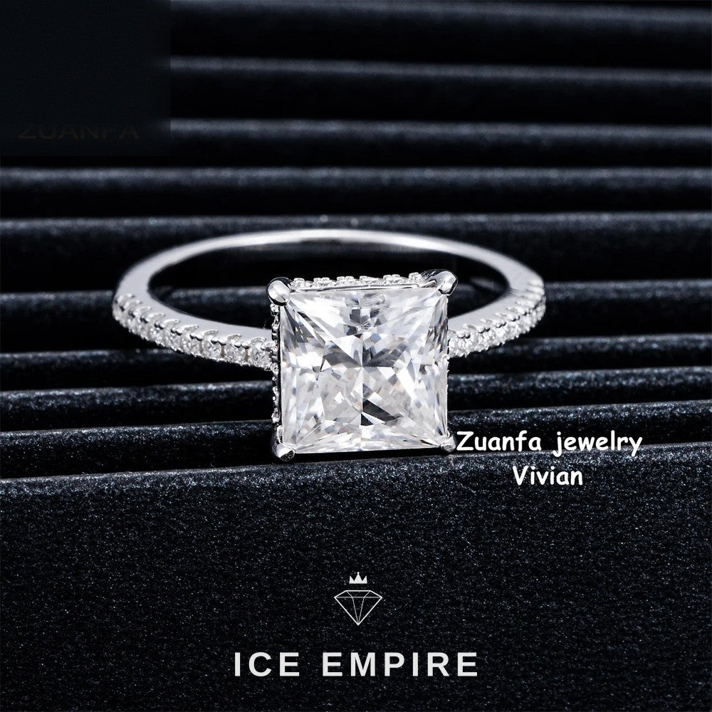 Iced Out 925 Silver Moissanite Wedding Band
