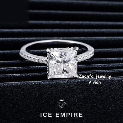 Iced Out 925 Silver Moissanite Wedding Band