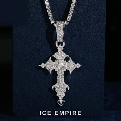 Iced Out Cross 925 Silver Moissanite Pendant