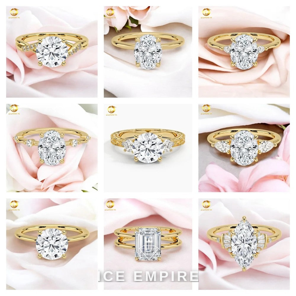 Iced Out Gold Plated Moissanite Engagement Ring