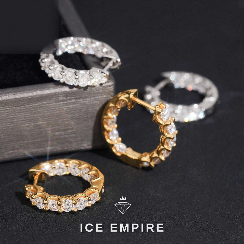 Iced Out Rose Gold Plated Moissanite Hoop Earrings