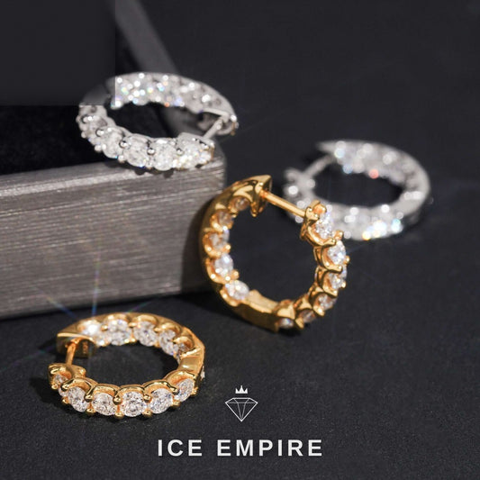 Iced Out Rose Gold Plated Moissanite Hoop Earrings
