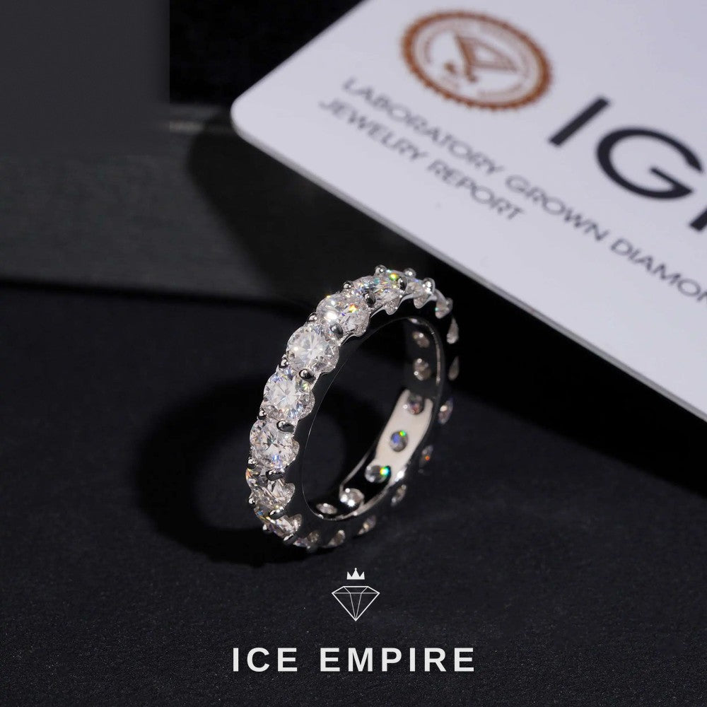 Iced Out 10K Gold Lab Grown Diamond Wedding Band