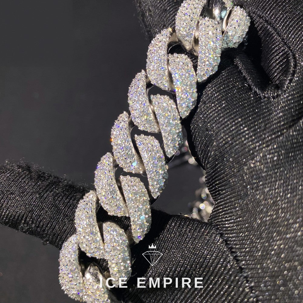 Iced Out Rose Gold Moissanite Cuban Chain