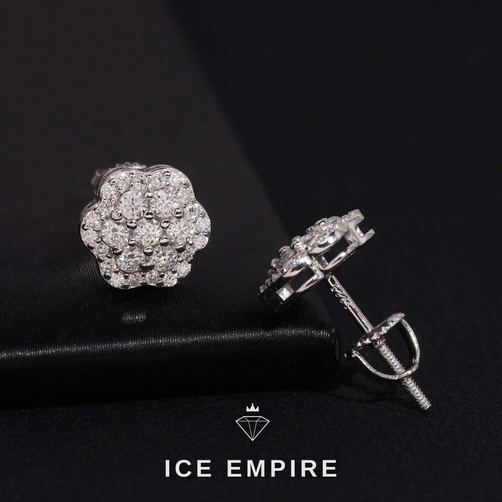 Iced Out 14K Gold Moissanite Stud Earrings