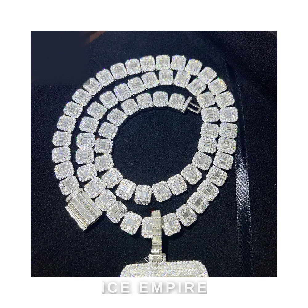Iced Out Baguette Gold Plated Tennis Chain