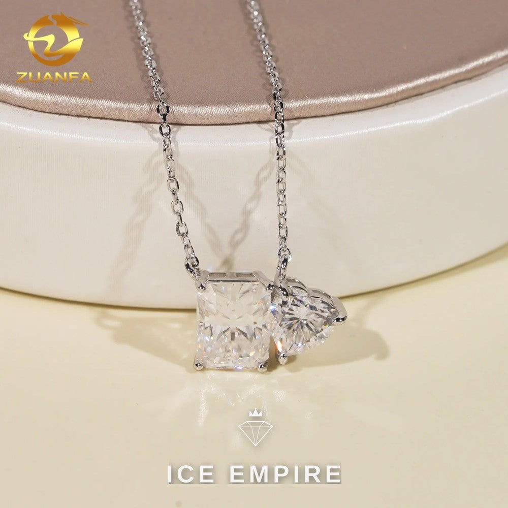 Iced Out Heart 925 Silver Moissanite Pendant