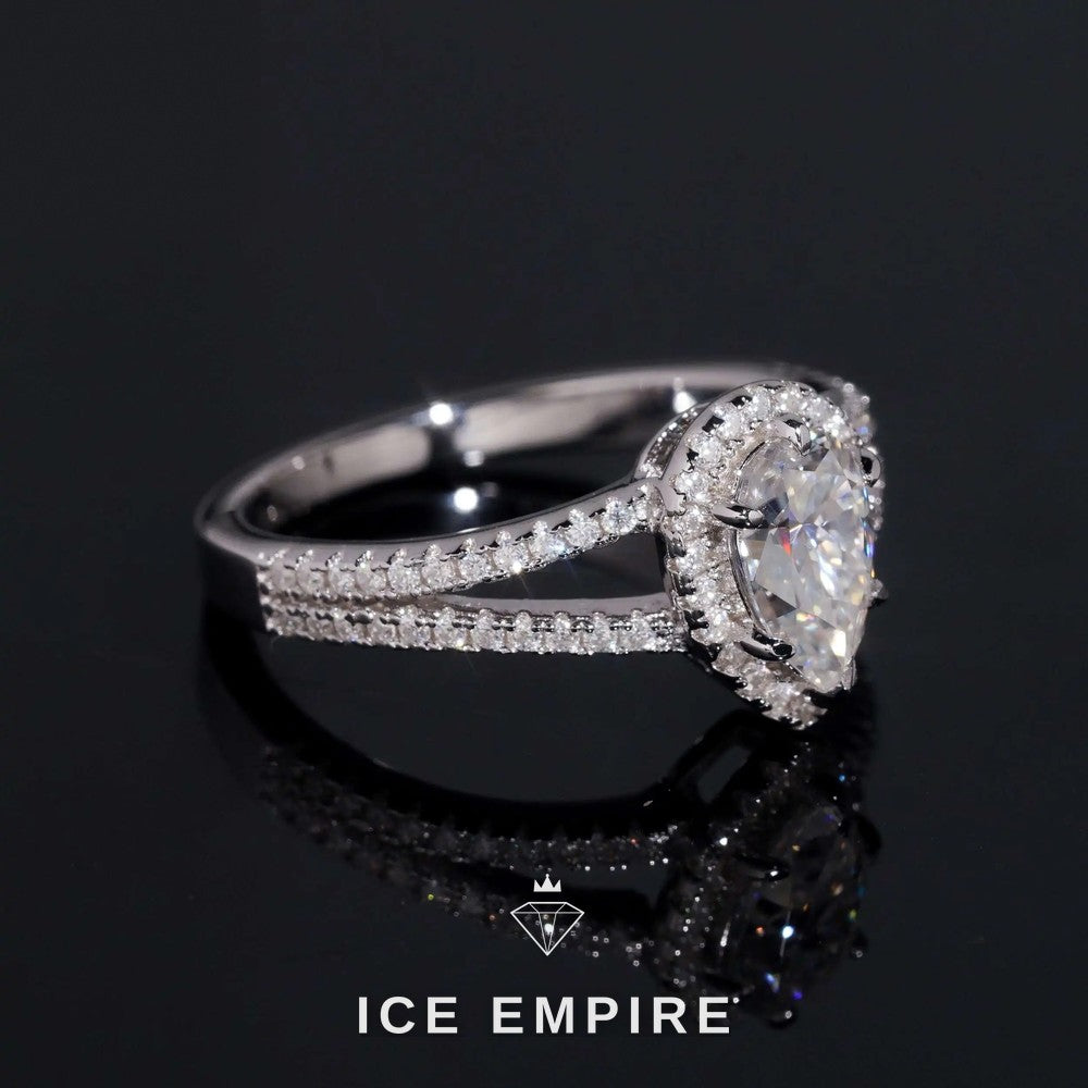 Iced Out Heart Rose Gold Plated Moissanite Wedding Band