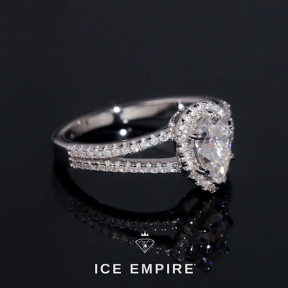 Iced Out Heart Rose Gold Plated Moissanite Wedding Band