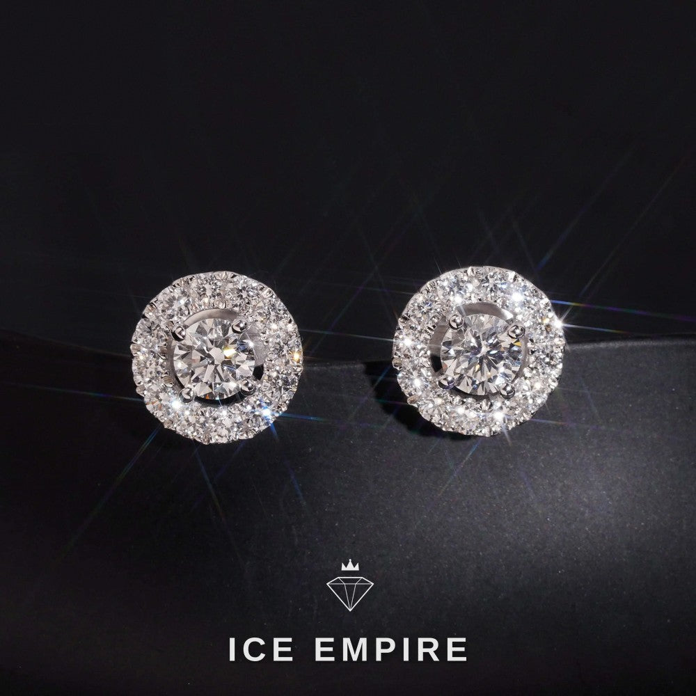 Iced Out Cluster Rose Gold Plated Lab Grown Diamond Earrings